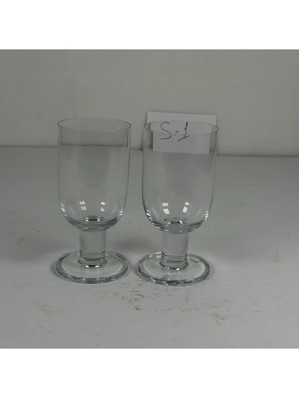 Crate & Barrel Clear Footed Glass Goblets Water Wine Glasses Set of 2 S-1